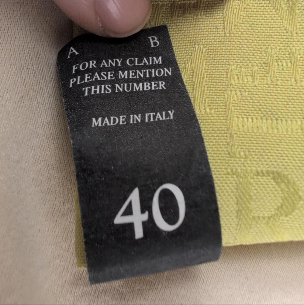 Lamarthe Paris creamy tan leather shoulder tote with lime green/yellow interior - Picture 4 of 8
